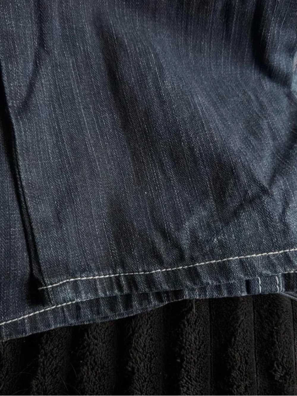 True Religion Dark Blue Jeans with Brown Pocket Flap